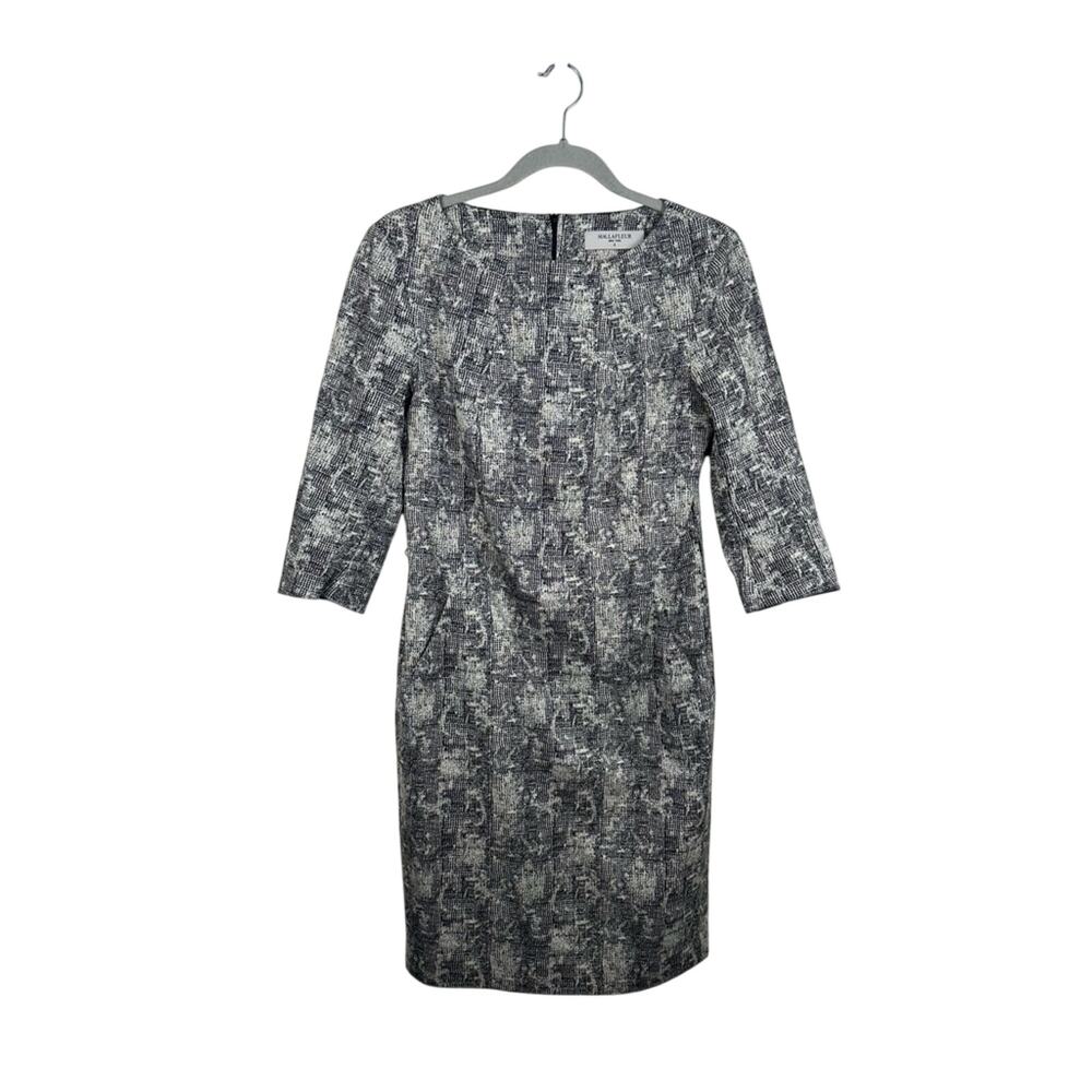 MM Lafleur Etsuko Sheath Dress Black White Crackle Pattern Size 6 Cotton Blend